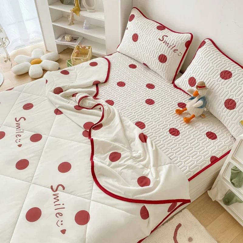 Afralia™ Double-Sided Cool Comforter Set: Ice Silk Duvet, Fitted Sheet, Pillowcase