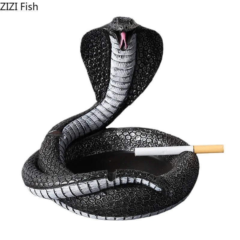 "Afralia™ Cobra Ashtray: Resin Office Smoking Accessories & Weed Ashtray Gift for Boyfriend"
