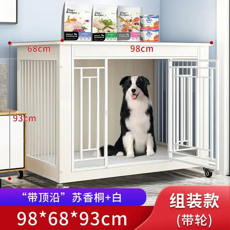 Afralia™ Large Wood Dog Cage House | Indoor Solid Wooden for Big Dogs