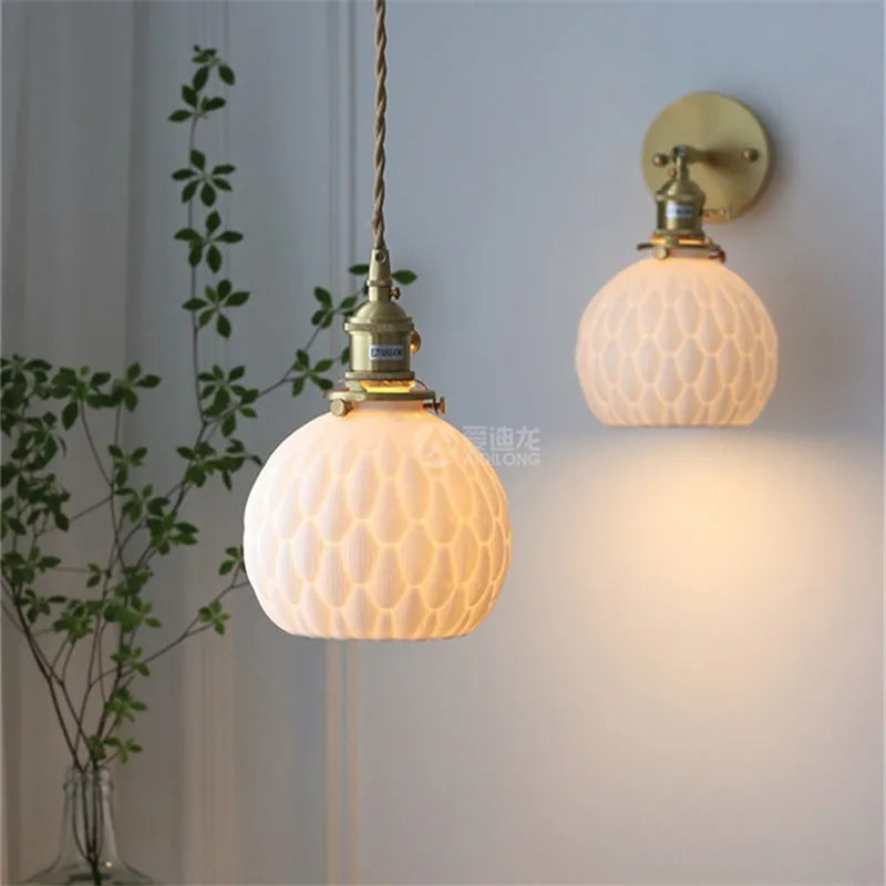Afralia™ Ceramic LED Pendant Lights | Copper Modern Hanglamp for Home Indoor Lighting