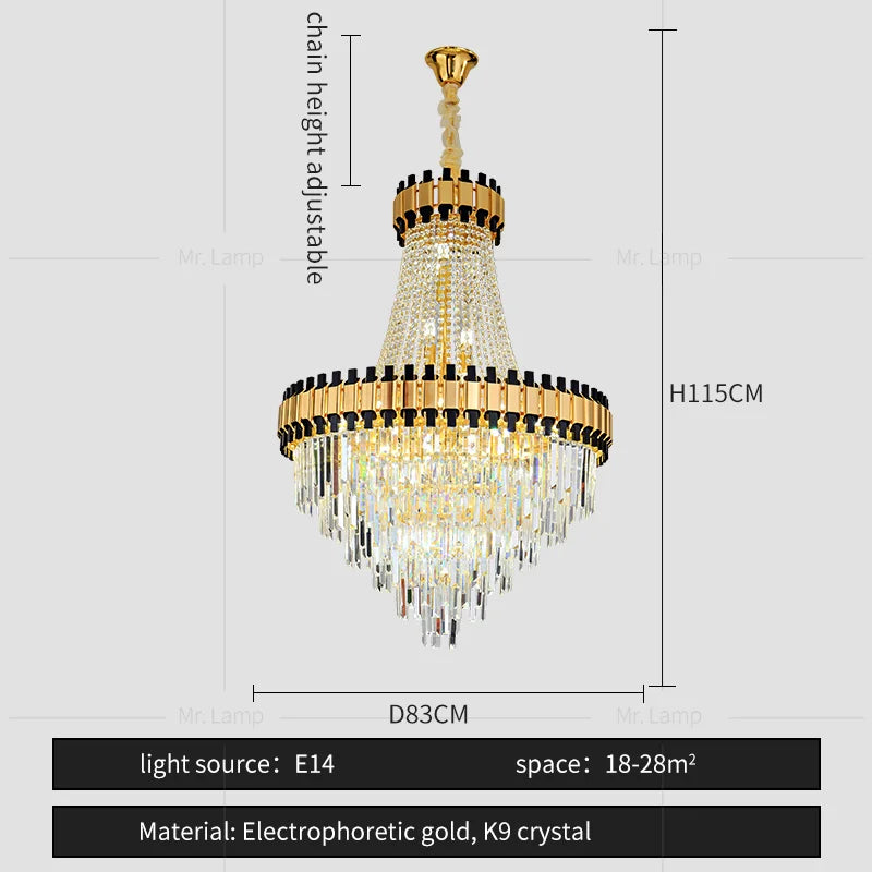 Afralia™ Main Living Room Crystal Chandelier - Post-modern Light Luxury Design