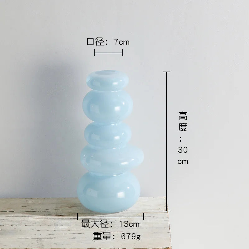 Afralia™ Geometric Glass Vase Terrarium Pebble Stack Floral Arrangement Home Decor