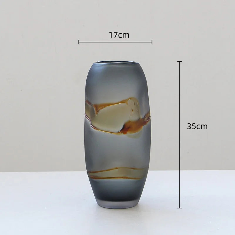 Frosted Glass Vase Color Flow Surface Hydroponics Terrarium Afralia™ Home Decor