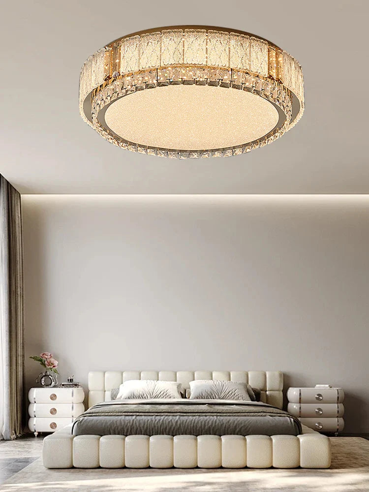 Afralia™ Glass Crystal LED Ceiling Lamp Modern Minimalist Home Décor Light Fixtures
