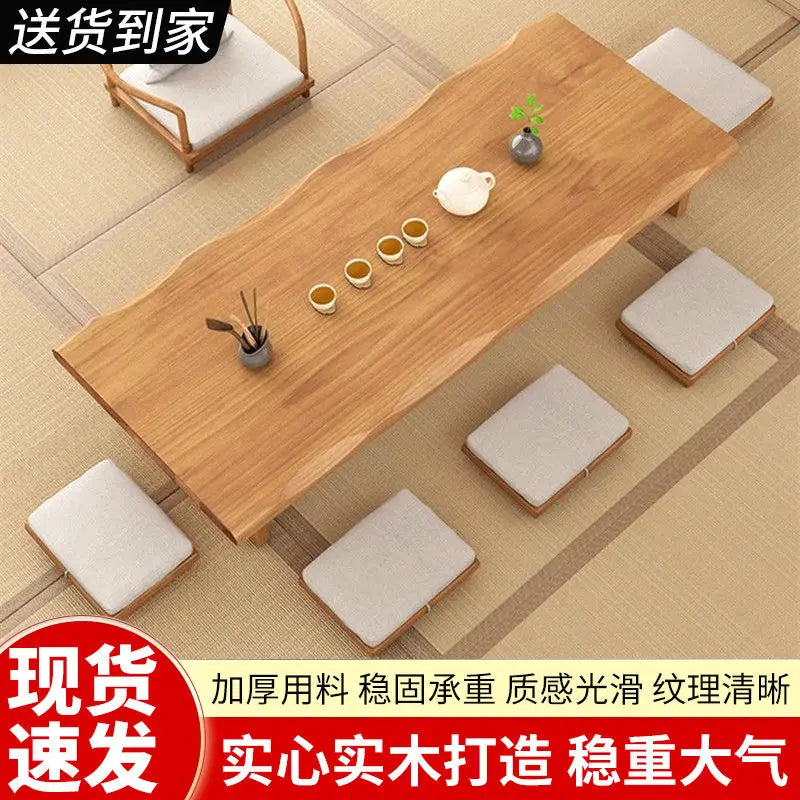Afralia™ Modern Chinese Tea Table Set: Solid Wood, Piano Design, Zen Low Stool