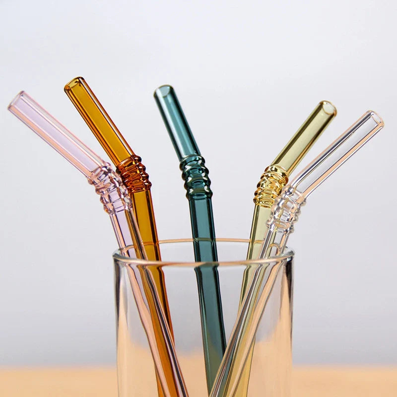 Afralia™ Glass Straws Set - Eco-Friendly Reusable Colorful Drinking Tubes