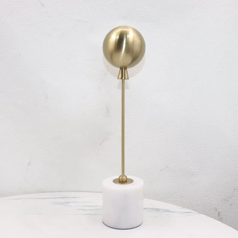 Afralia™ Golden Geometric Balloon Metal Ball Sculpture & Decorative Figurine