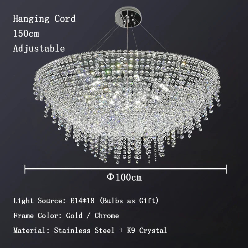 Afralia™ Chrome Crystal LED Ceiling Chandelier for Luxe Dining Room