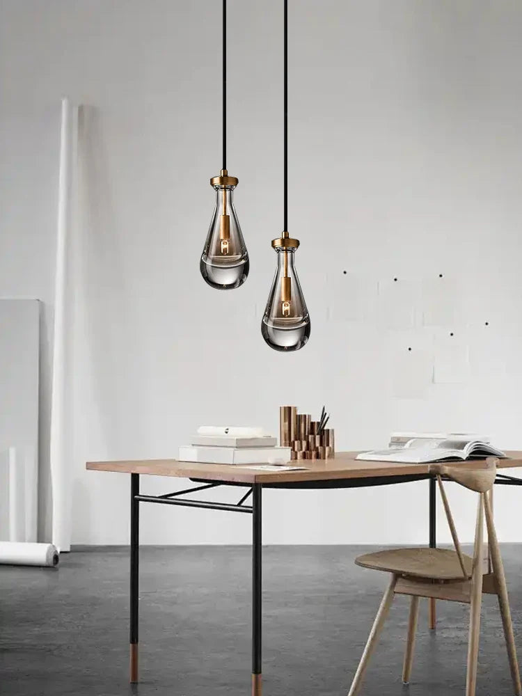 Afralia™ Crystal Copper Pendant Lights Gold Home Decor Glass Hanging Lamp