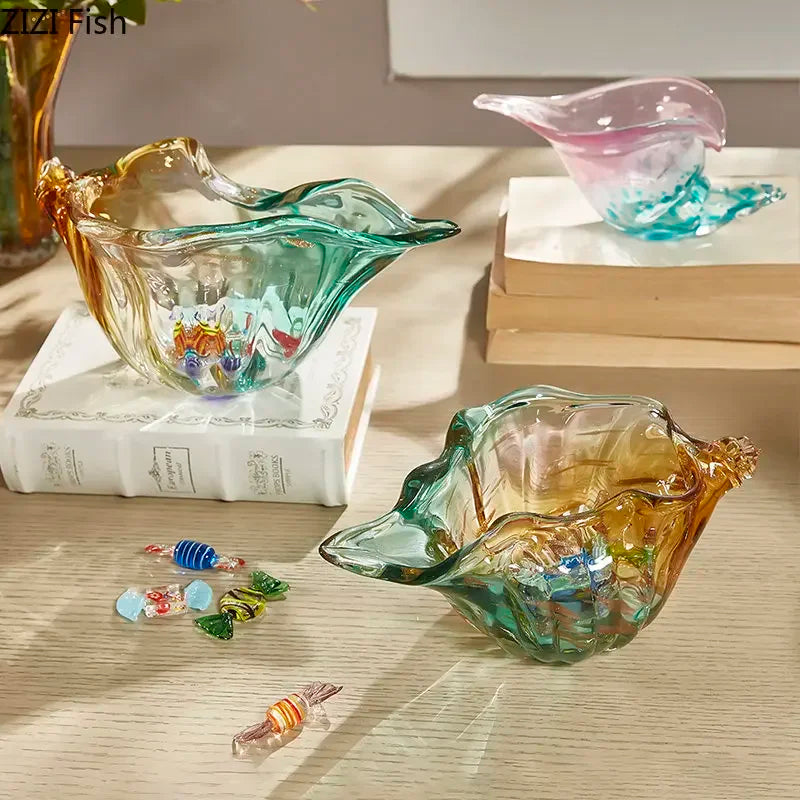 Afralia™ Conch Candy Jar & Fruit Tray: Creative Transparent Glass Storage Basket