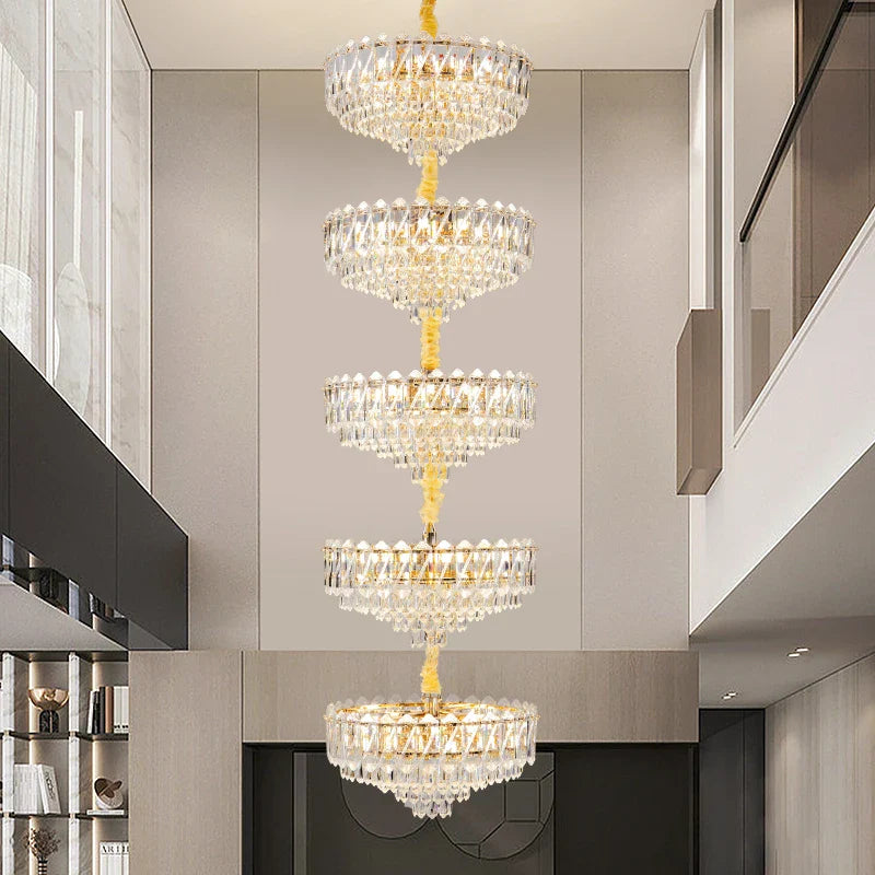 Afralia™ Crystal Duplex Chandelier: New Light Luxury Post-Modern Hall Lighting for High Living Room