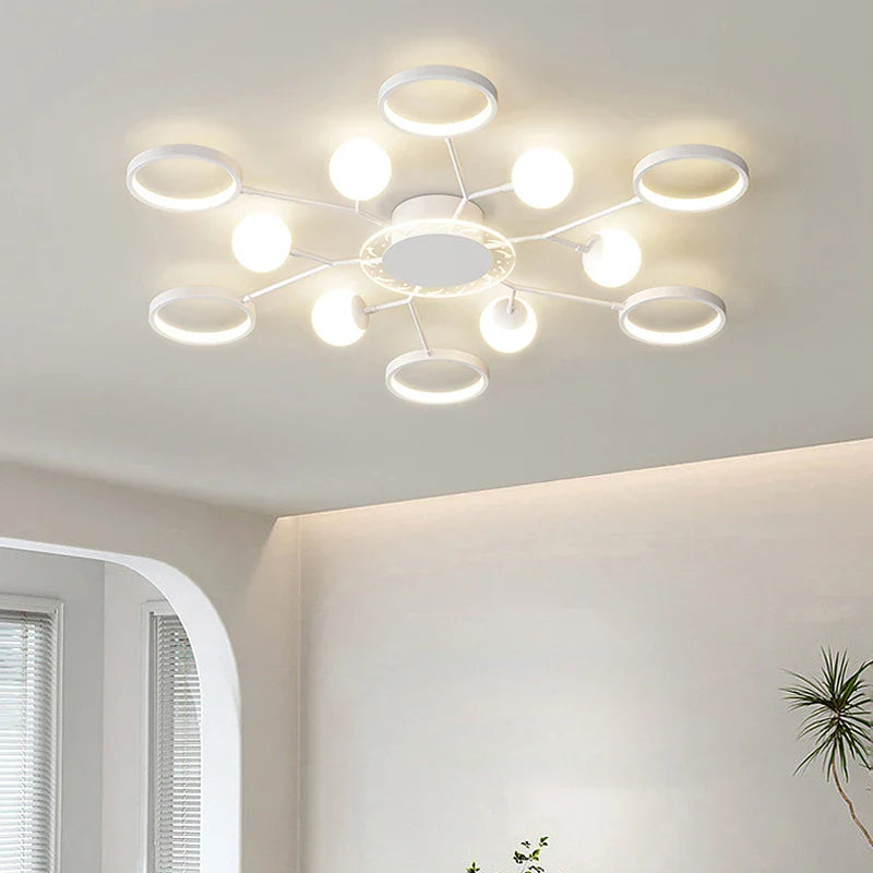 Afralia™ Star Sky LED Chandelier: Nordic White Acrylic, Creative Design for Living Room & Bedroom