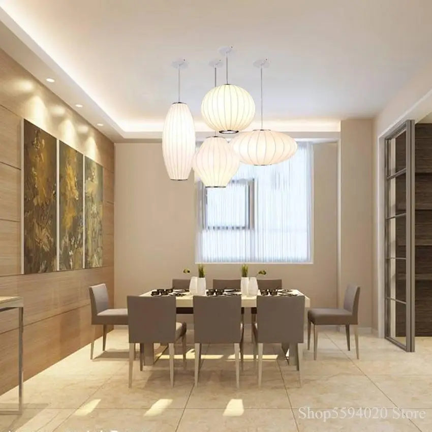 Afralia™ Silk Pendant Lights: Modern Japanese Style for Staircase, Restaurant, and Shop Lighting