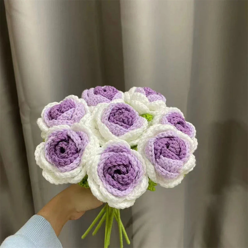 Afralia™ Knitted Rose Bouquet DIY Crochet Wedding Mother's Day Gift