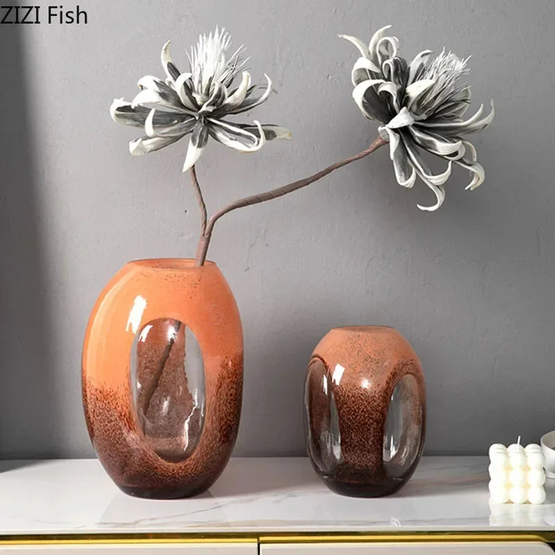 Afralia™ Dual Color Glass Vase for Hydroponics & Floral Arrangement