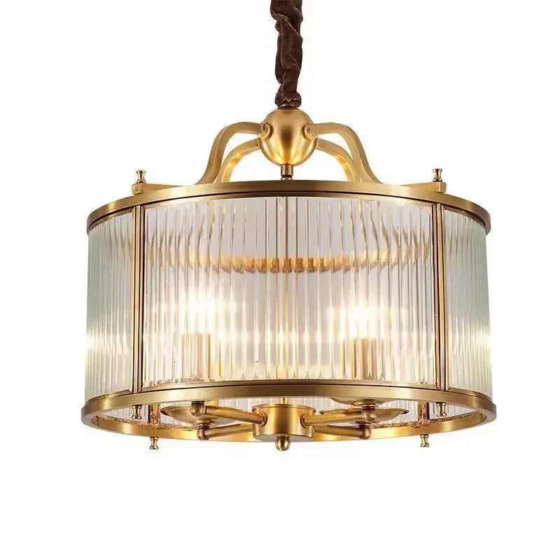 Afralia™ Glass Chandelier: Golden Copper Luxury Ceiling Pendant Light Fixture for Living Room