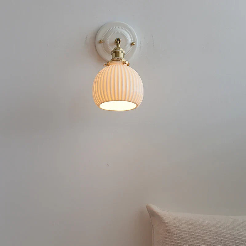 Afralia™ Ceramic Pumpkin LED Wall Sconce Modern Minimalist Bedroom Lighting