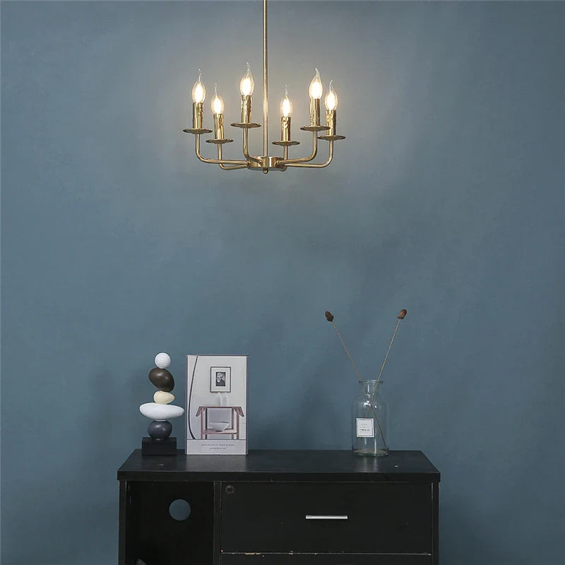 Afralia™ Iron Art Chandelier Lights for Dining Living Room Kitchen - E14 Candle Fixtures