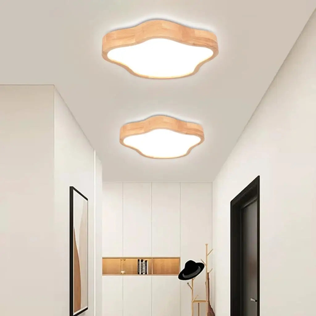 Afralia™ Cloud Shape Wooden LED Ceiling Light for Modern Nordic Home Living Room Surface Fixture
