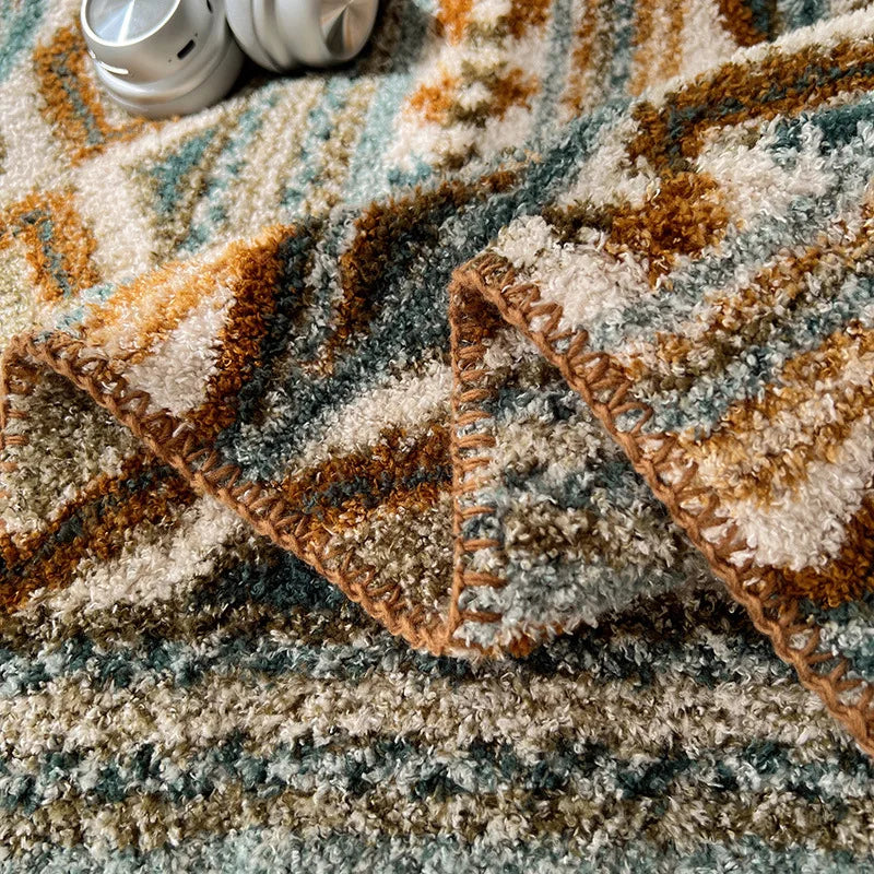 Afralia™ Geometric Printed Half Fleece Sofa Cover: Luxe Bohemian Shawl Blanket for Office Nap