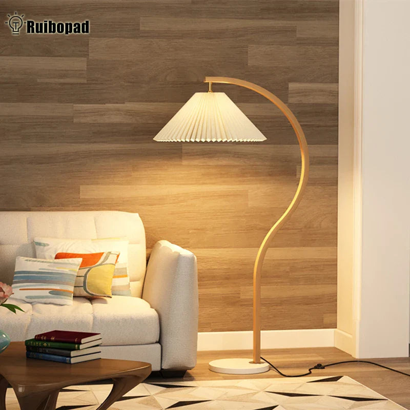 Afralia™ Nordic Wooden LED Corner Floor Lamp for Bedroom and Living Room