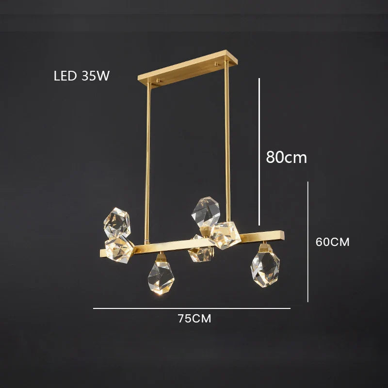 Afralia™ Diamond Crystal Brass LED Pendant Light Gold Luxury Hanglamp