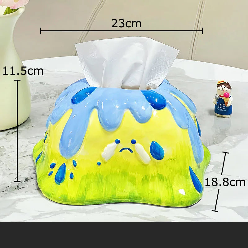 Afralia™ Chubby Parrot Ceramic Tissue Box: Creative Bird Desk Decoration & Paper Towel Case