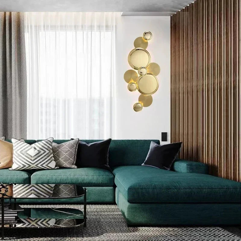 Afralia™ Postmodern LED Copper Disc Wall Lamp for Luxury Home Interior Lighting