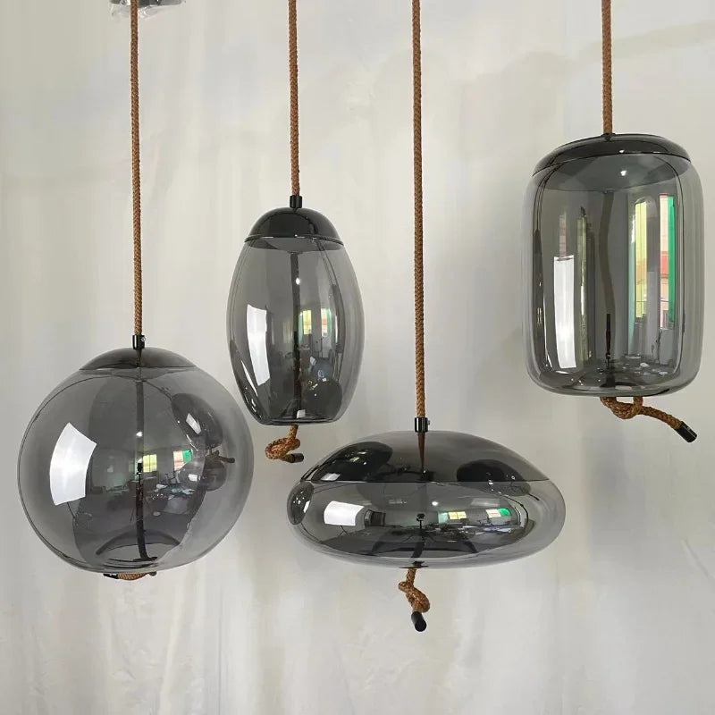 Afralia™ Scandinavian Knot Glass Pendant Lights Luminaria - Nordic Style Bedside Hanging Lamp