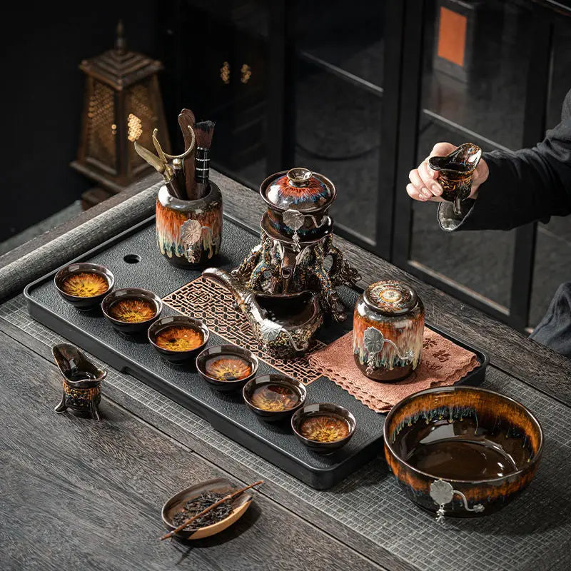 Afralia Dragon Teapot & Magnetic Rotating Tea Set, Chinese Kung Fu Teaware