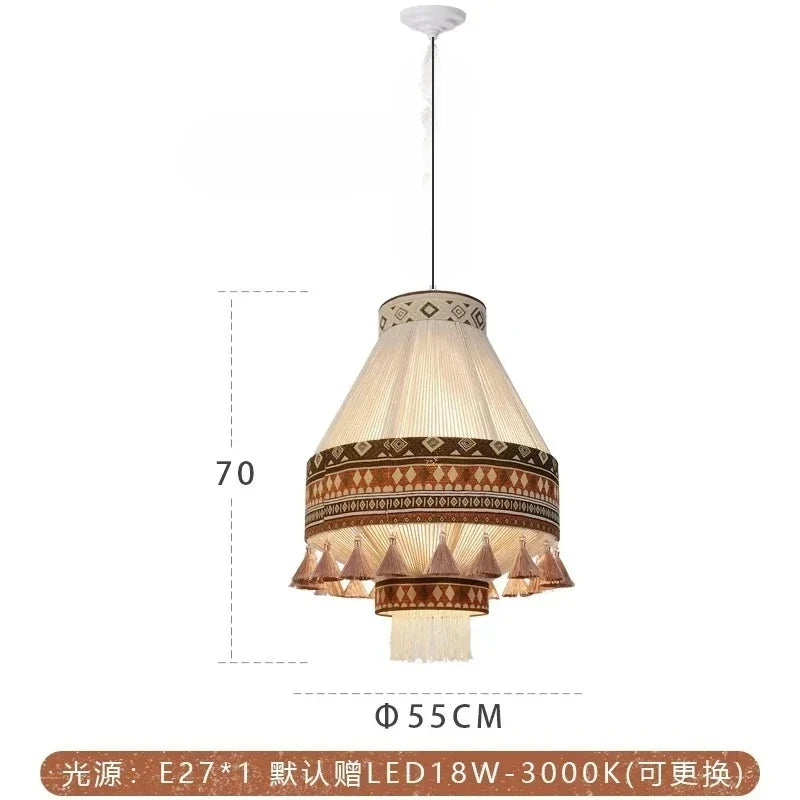 Afralia™ Bohemian Fringe Pendant Lamp: Retro Tassels Hanging Light in Hand-Woven Hemp Rope Fabric