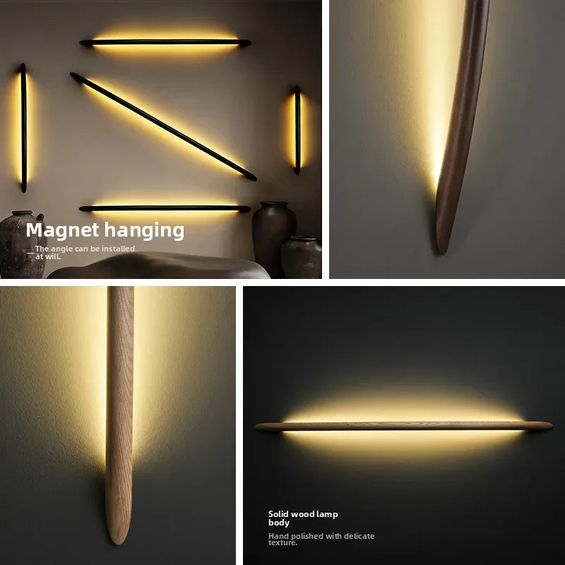 Afralia™ Minimalist Solid Wood Wall Lamp for Living Room Bedroom Lighting