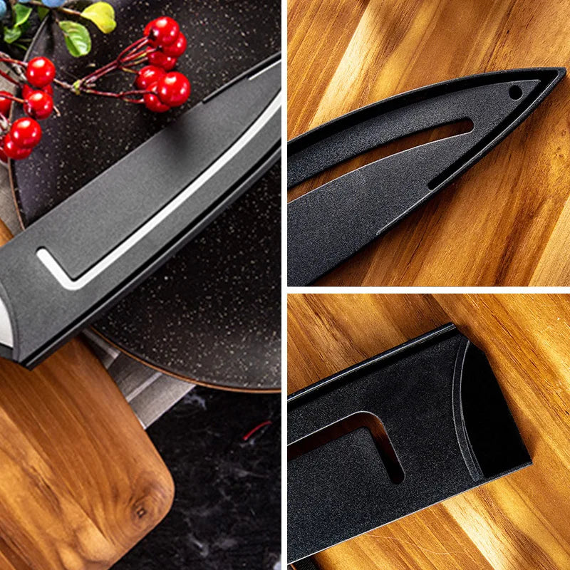 Afralia™ Kitchen Knife Sheath Black Edge Guard Protective Cover Case Kitchen Accessories