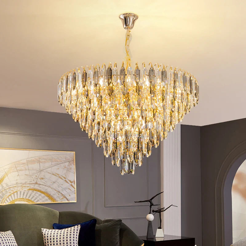 Afralia™ Crystal Chandelier: Elegant Small Duplex Living Room Loft Hotel Lobby Staircase Lighting