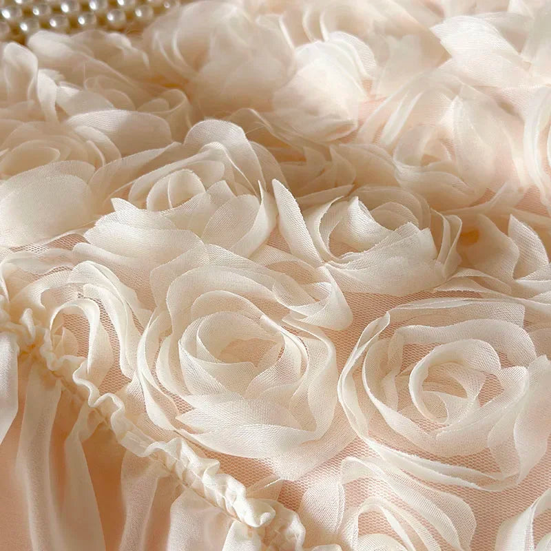 Afralia™ Rose Lace Bedding Set: Romantic Princess Wedding Duvet Cover Bed Sheet Pillowcases