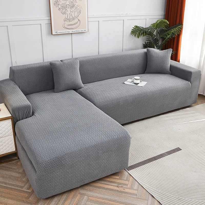 Afralia™ Jacquard Sofa Cover | Stretch Fleece Slipcover for Thick Couch | Solid Color