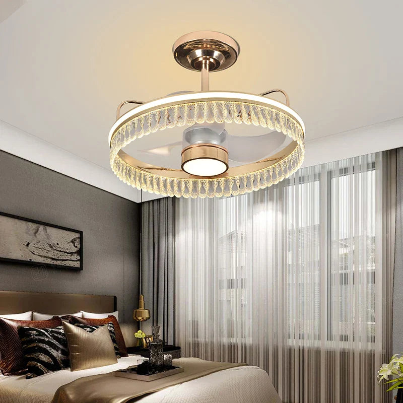 Afralia™ Black Gold LED Ceiling Fan Chandelier: Luxury Nordic Modern Design