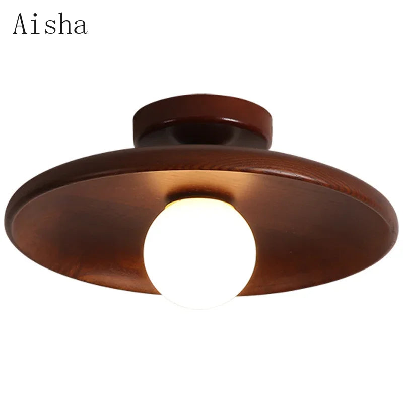 Afralia™ Japanese Style Wooden Ceiling Lamp for Home Decor