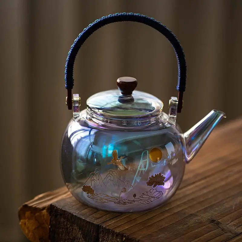 Afralia™ Colorful Enamel Glass Boiling Teapot - High Temp Resistant & Huan Colorful