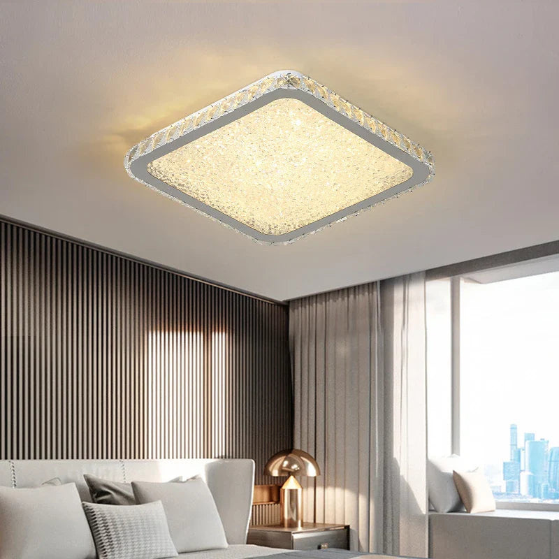 Afralia™ Crystal LED Ceiling Lamp: Luxury Golden Glossy Lighting Fixture for Living Room