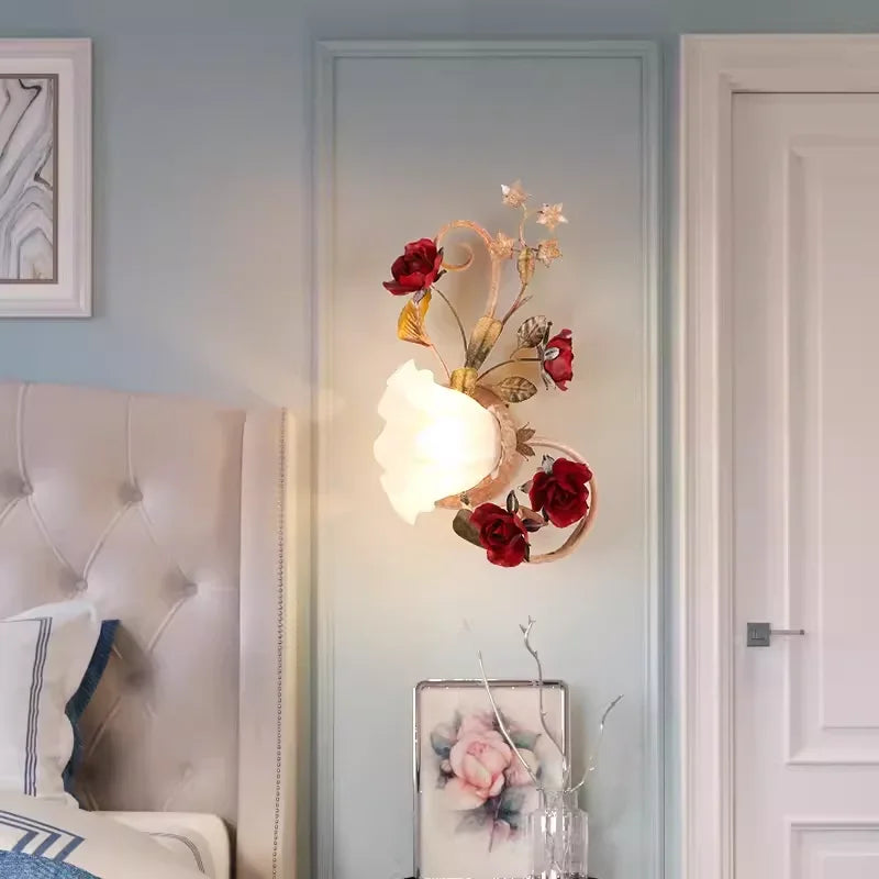 Afralia™ Romantic Retro Flower Ceiling Chandelier LED Light for Living Room Bedroom