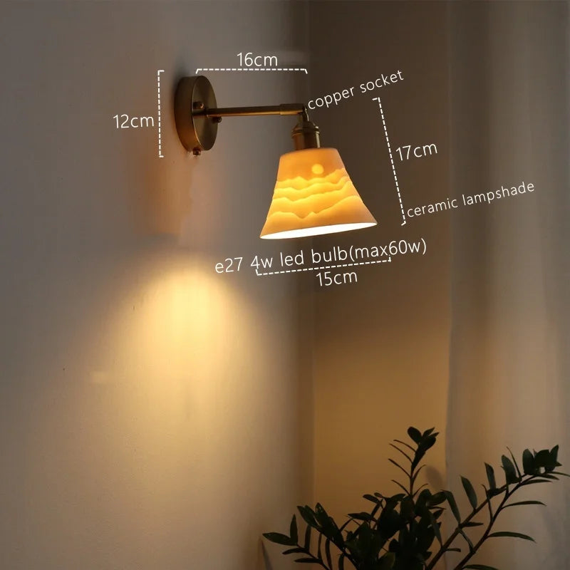 Afralia™ Ceramic LED Wall Sconce Pull Chain Switch for Dining Bedroom Bathroom Mirror