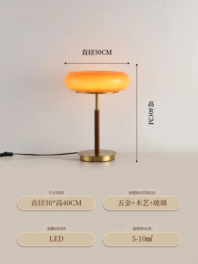 Afralia™ Gold Lustre Wood Table Lamp LED - Luxe Retro Medieval Design