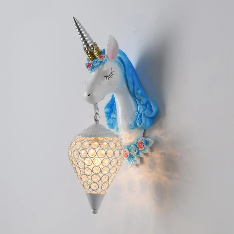 Afralia™ Nordic Unicorn Wall Lamp for Bedroom LED Decoration Light