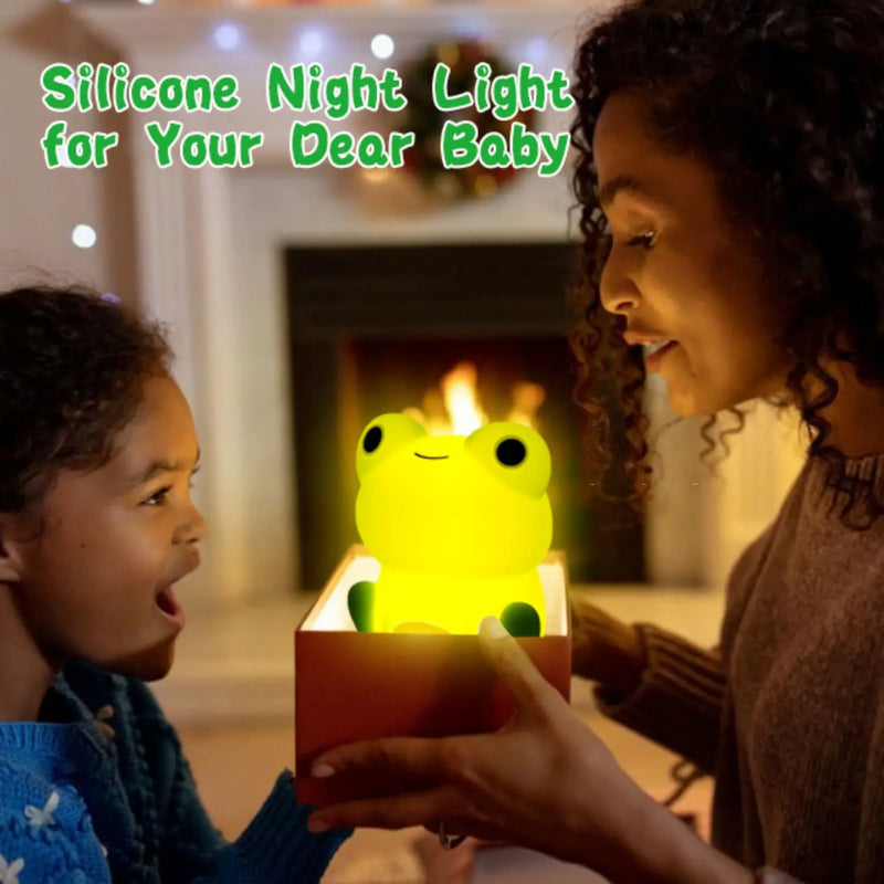 Afralia™ Frog Night Light: Soft Silicone Dimmable Lamp for Kids, Rechargeable with Colorful Light