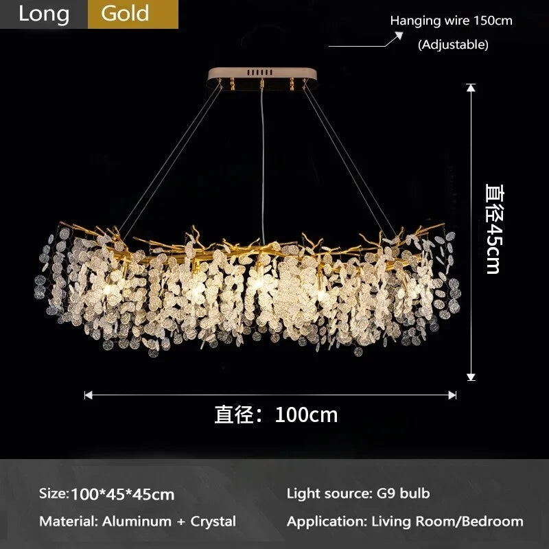 Afralia™ Luxe Crystal Ceiling Chandelier for Living Room - LED Indoor Lighting