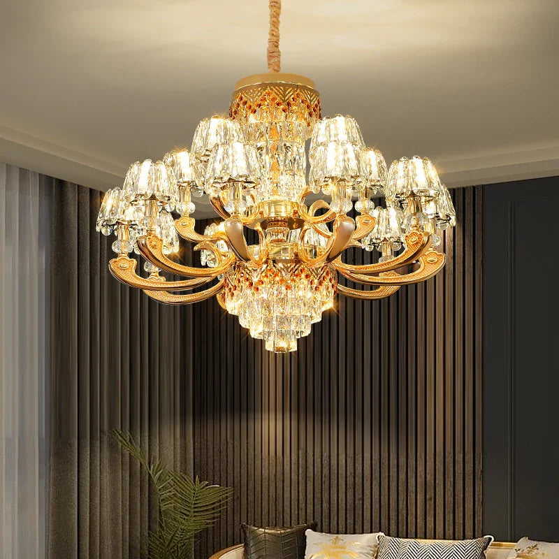 Afralia™ Crystal Luxury Chandelier: Elegant European Atmosphere Lighting for Living Room, Bedroom, and Restaurant