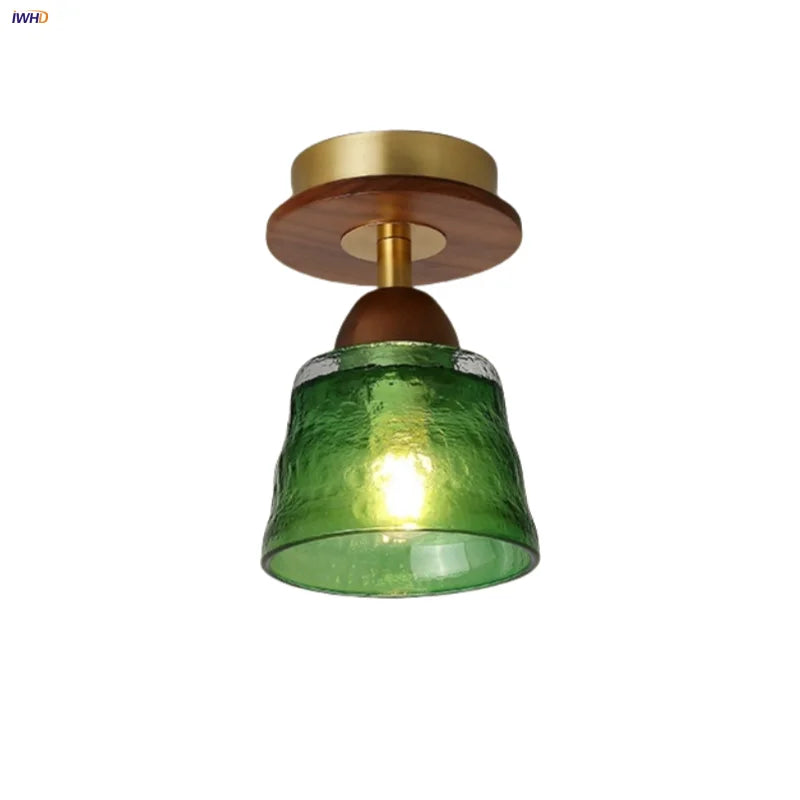 Afralia™ Wood Ball LED Ceiling Lamp Vintage Loft Copper Canopy Light