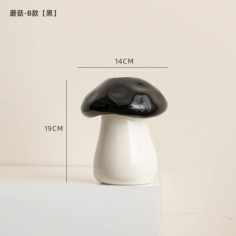 Afralia™ Mushroom Shape Ceramic Vase Handmade Flowerpot Home Decoration