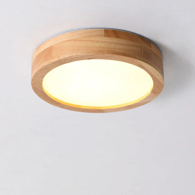 Afralia™ Wood LED Round Ceiling Light for Bedroom Kitchen Nordic Decor